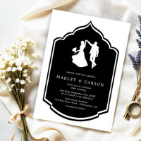 Dancing Couple Illustration Modern Black Wedding