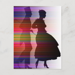 dancing couple in sillouette postcard