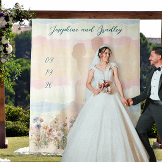 Dancing Couple Personalized Wedding Backdrop Tapestry
