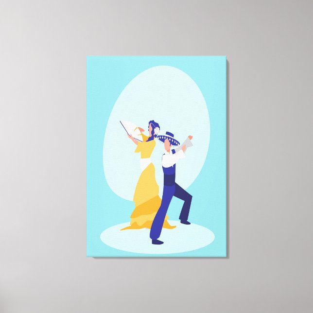 Dancing Couple Salsa Style Canvas Print (Front)
