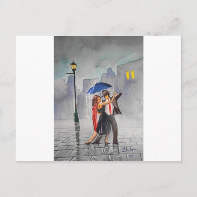 DANCING COUPLE UMBRELLA POSTCARD (Front)