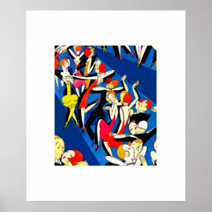 Dancing Couples Vintage Art Deco  Poster