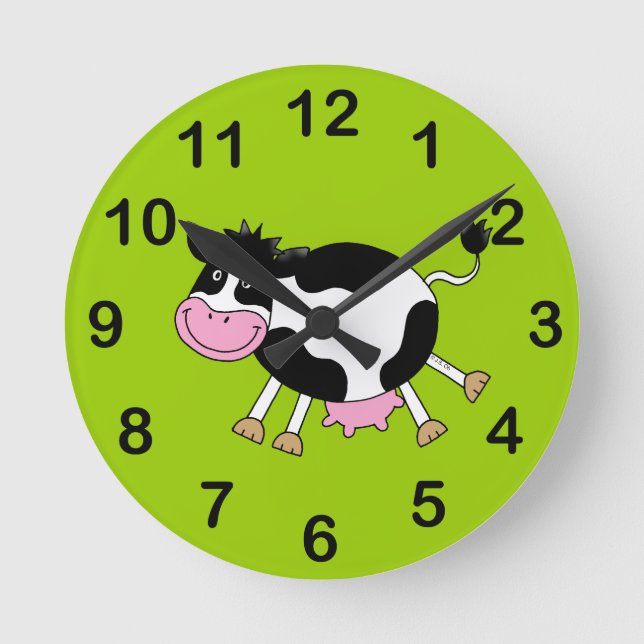 dancing cow round clock (Front)