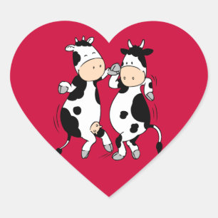 Dancing Cows (mooviestars) Heart Sticker