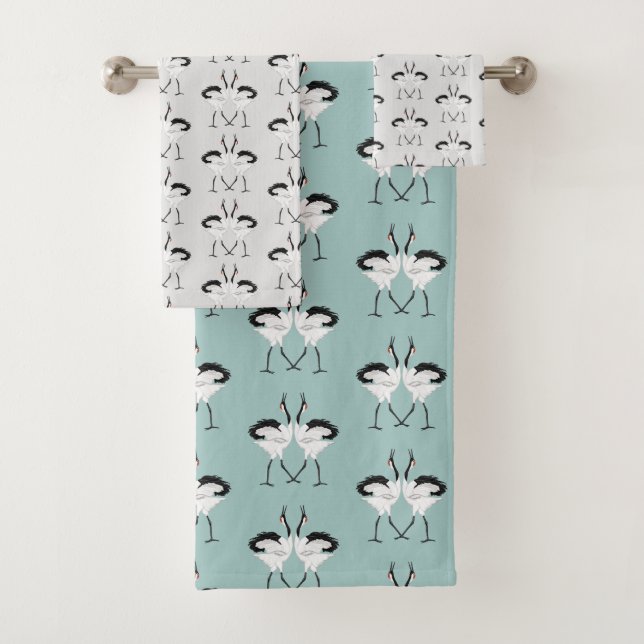 Dancing Cranes Bath Towel Set (Insitu)