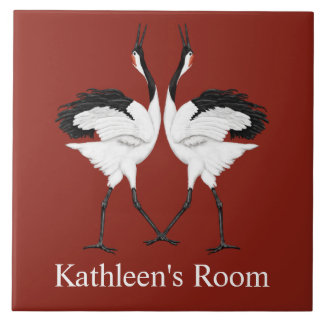 Dancing Cranes Room Plaque Tile