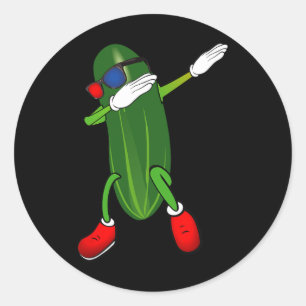 Dancing Cucumber Pickle Lover Cute Funny  Classic Round Sticker