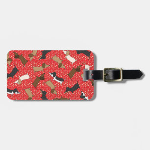 Dancing Dachshunds (Red) Luggage Tag