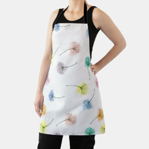 Dancing Dandelions   Watercolor Floral Pattern Apron