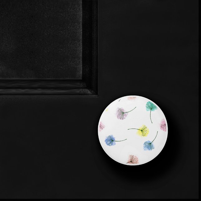 Dancing Dandelions | Watercolor Floral Pattern Ceramic Knob (Creator Uploaded)