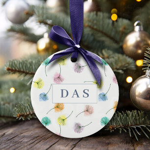 Dancing Dandelions   Watercolor Floral Pattern Ceramic Tree Decoration