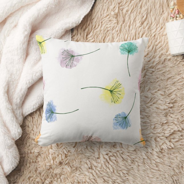Dancing Dandelions | Watercolor Floral Pattern Cushion (Blanket)