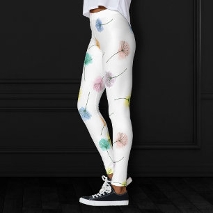 Dancing Dandelions   Watercolor Floral Pattern Leggings