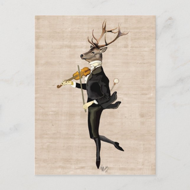 Dancing Deer with Violin 2 Postcard (Front)