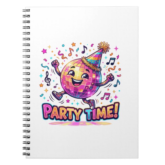  Dancing Disco Ball Birthday Party Time Cute Funny Notebook (Front)