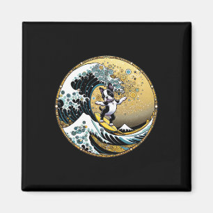 Dancing Dog Surf Board Great Wave Surfing - Boston Magnet