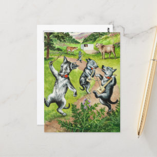 Dancing Dogs by Louis Wain Postcard