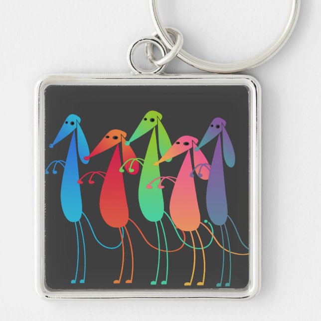 Dancing Dogs Conga Line Keychain (Front)