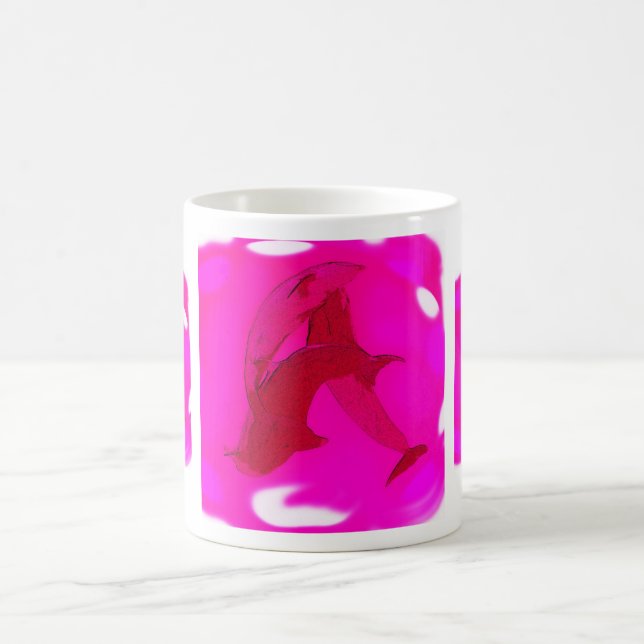 Dancing dolphins at sunset coffee mug (Center)