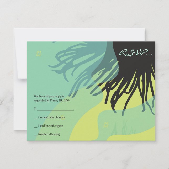 DANCING DOLPHINS Bat Mitzvah Reply Card (Front)