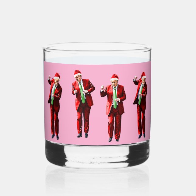 Dancing Donald Trump Christmas MAGA Whiskey Glass (Back)
