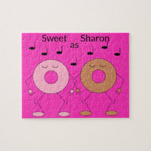 Dancing Donuts Fuchsia Jigsaw Puzzle