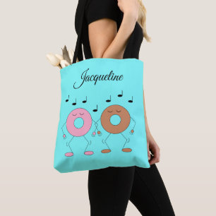 Dancing Donuts Pastel Blue Tote Bag