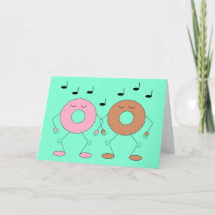 Dancing Doughnuts Mint Green: Blank Card