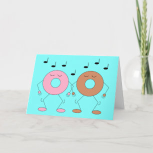 Dancing Doughnuts Pastel Blue: Blank Card