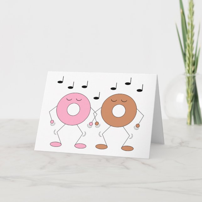 Dancing Doughnuts White: Blank Card (Front)