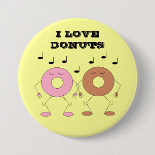Dancing Doughnuts Yellow 7.5 Cm Round Badge