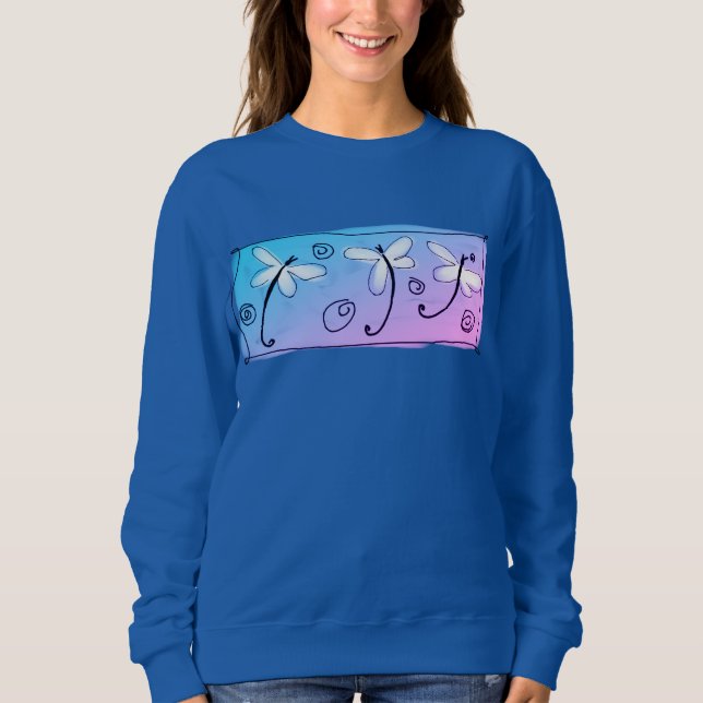 Dancing Dragonflies Wearable Abstract Art Sweatshirt (Front)