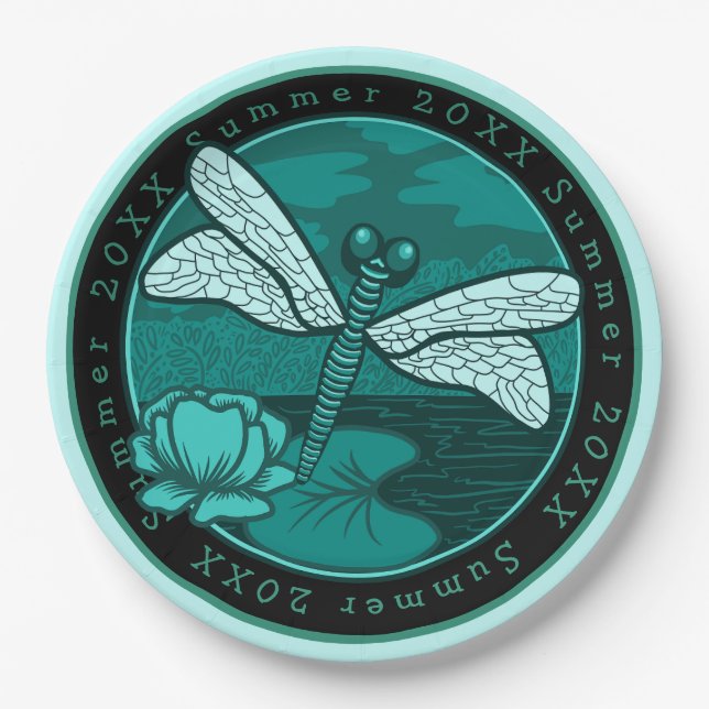 Dancing Dragonfly Lake Life Paper Plate (Front)