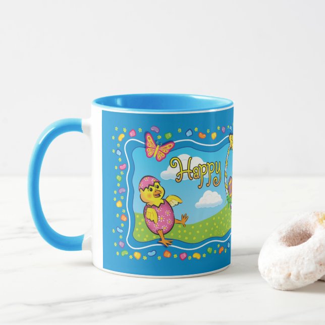 Dancing Easter Basket Ceramic Mug (With Donut)