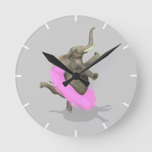 Dancing Elephant Round Clock