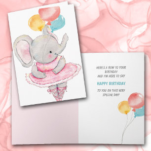 Dancing Elephant with Balloons Birthday Card