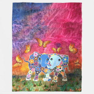Dancing Elephants Fleece Blanket