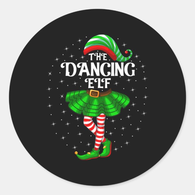 Dancing Elf Christmas Family Matching Women Girls  Classic Round Sticker (Front)