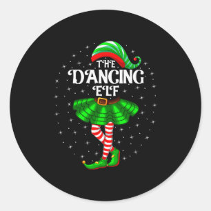 Dancing Elf Christmas Family Matching Women Girls  Classic Round Sticker