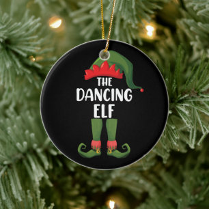 Dancing Elf Family Matching Group Christmas Party  Ceramic Tree Decoration