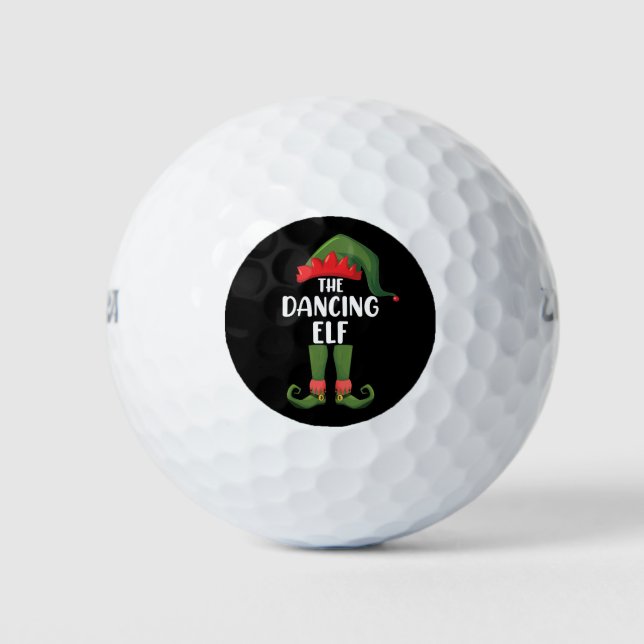 Dancing Elf Family Matching Group Christmas Party  Golf Balls (Front)