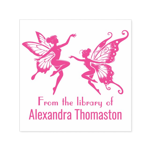 Dancing Fairies Butterfly Wings Library Book Name Self-inking Stamp (Design)