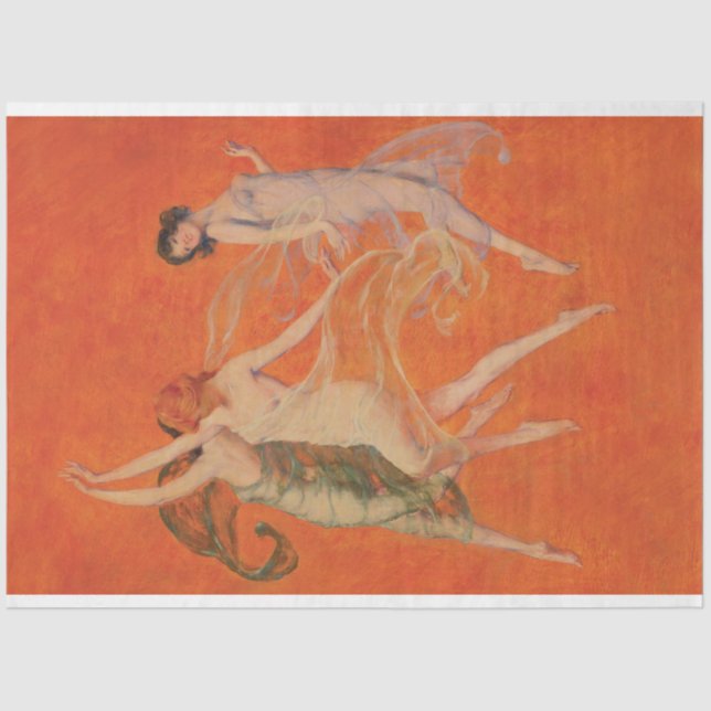 Dancing Fairies Three Graces Artwork Art Orange Tissue Paper (Front)