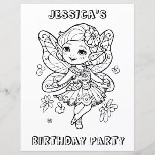 Dancing fairy birthday party colouring activity
