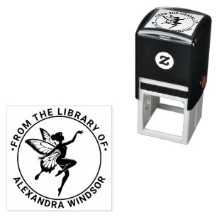 Dancing Fairy Butterfly Wings Library Book Name Self-inking Stamp