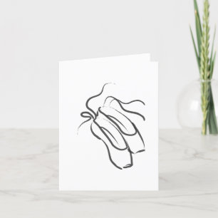 Dancing feet black ballet slippers note card
