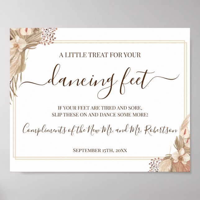 Dancing Feet Flip Flops Wedding Reception Sign (Front)