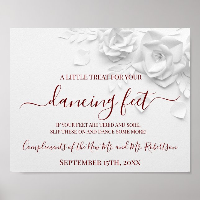 Dancing Feet Flip Flops Wedding Reception Sign (Front)