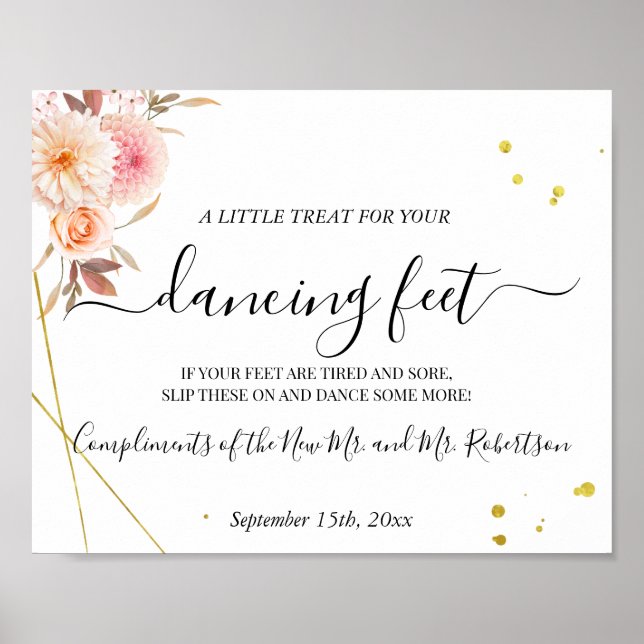 Dancing Feet Flip Flops Wedding Reception Sign (Front)