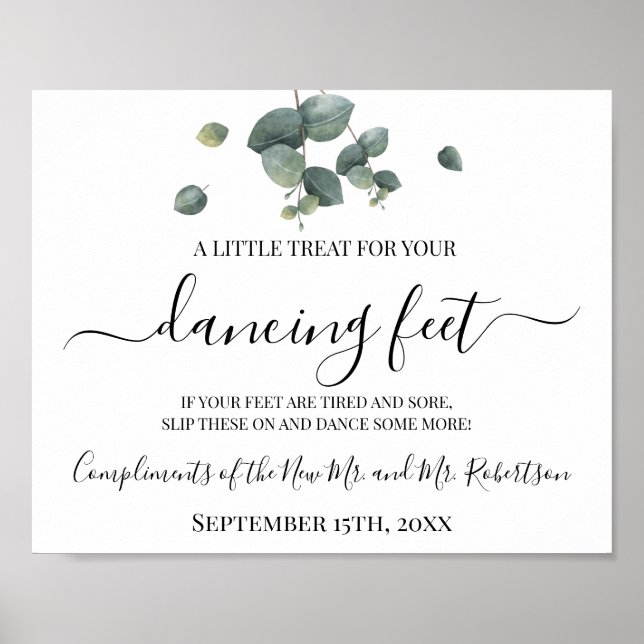 Dancing Feet Flip Flops Wedding Reception Sign (Front)